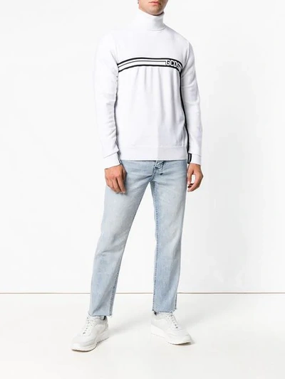 Shop Gcds Turtleneck Sweater In 1 White
