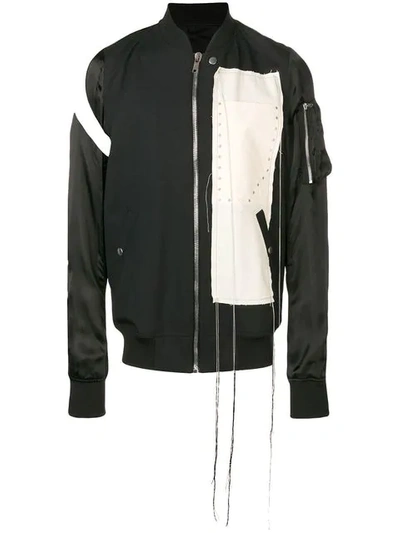 RICK OWENS STITCH DETAIL BOMBER JACKET - 黑色