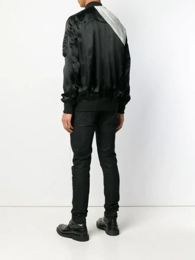 RICK OWENS STITCH DETAIL BOMBER JACKET - 黑色