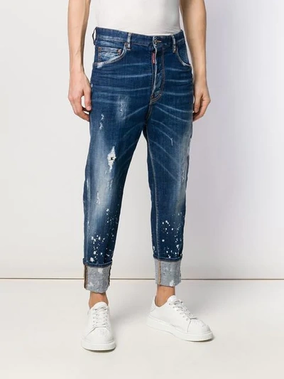 Shop Dsquared2 80's Cropped Jeans In Blue
