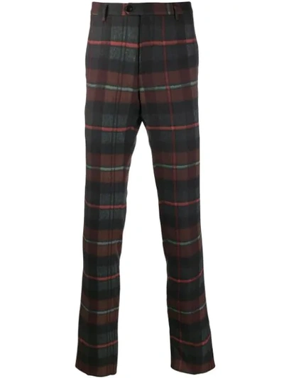 Shop Etro Check Trousers In Black