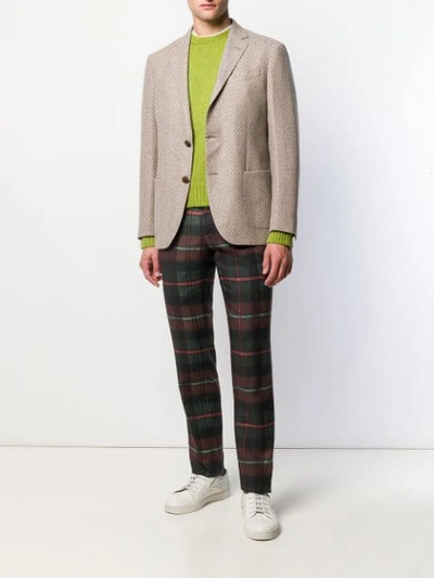 Shop Etro Check Trousers In Black