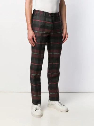 Shop Etro Check Trousers In Black