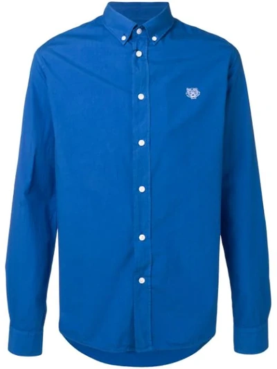 Shop Kenzo Tiger Logo Shirt In 70 Royal Blue