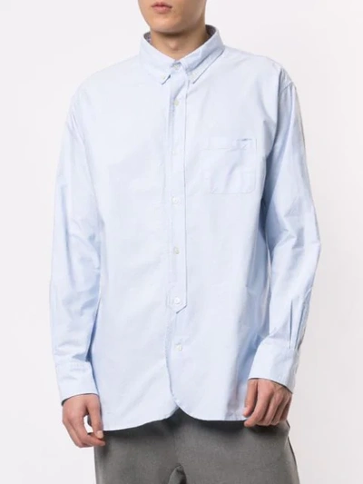 Shop Makavelic Printed Button Down Shirt In Blue