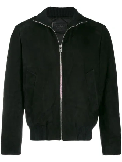 Shop Prada Zipped Roll Neck Jacket In Black