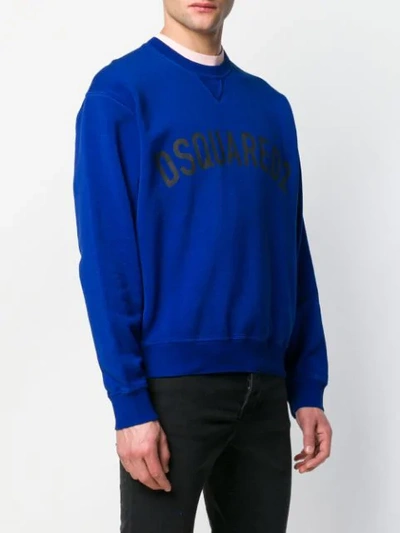 Shop Dsquared2 Logo Print Sweatshirt In Blue