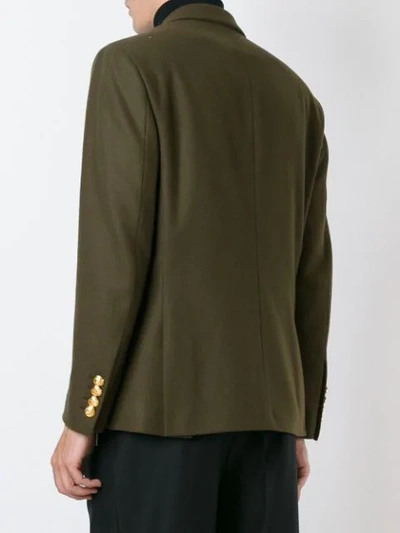 Shop Palm Angels Double Breasted Jacket In Green