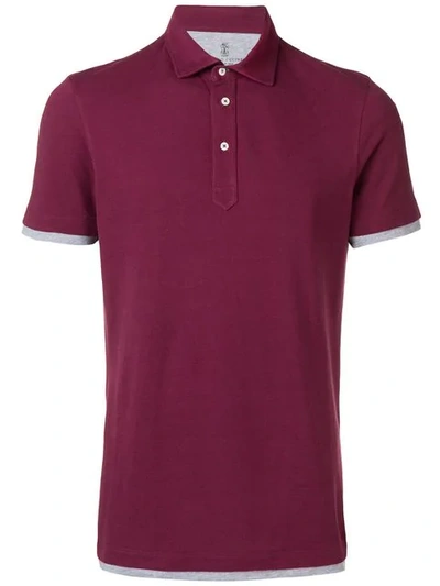 Shop Brunello Cucinelli Contrast Trim Polo Shirt In Red