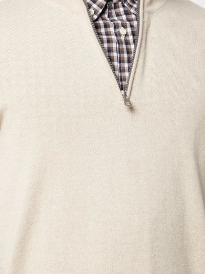 Shop Brunello Cucinelli Half-zip Cashmere Sweater In Neutrals