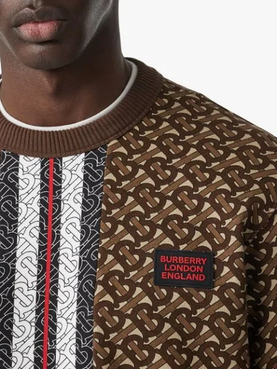 Shop Burberry Monogram Stripe Print Cotton Sweatshirt In Brown