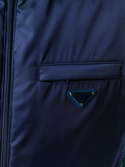 Shop Prada Triangle Logo Patch Gilet In Blue