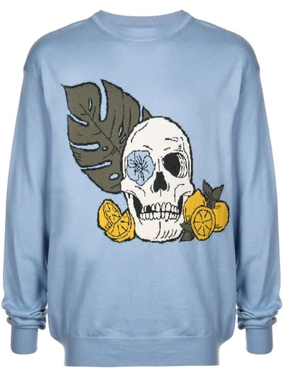 Shop Alchemist Paradise Skull Intarsia Jumper In Blue