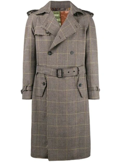 Shop Etro Checked Trench Coat In Brown