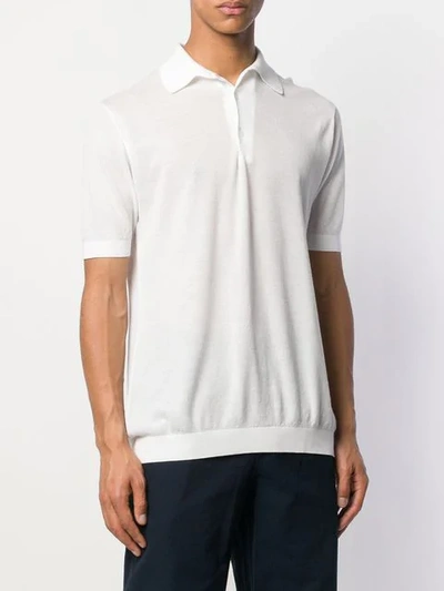Shop John Smedley Roth Pique Polo Shirt - White