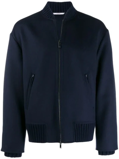 Shop Valentino Double Cuffs Bomber Jacket In Blue