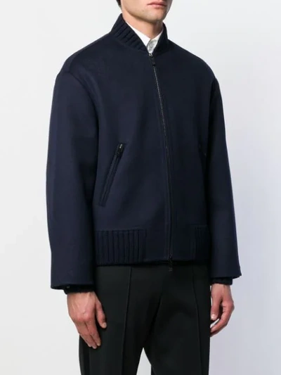 Shop Valentino Double Cuffs Bomber Jacket In Blue