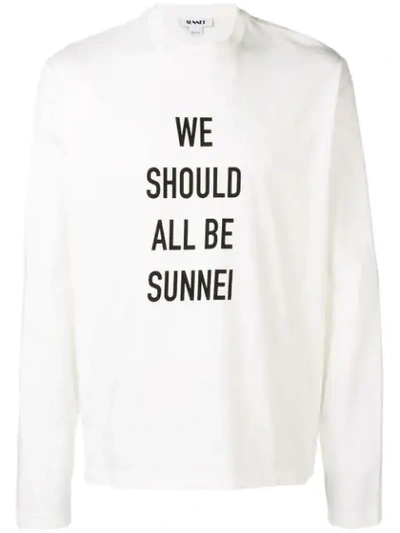 Shop Sunnei Slogan Long In White