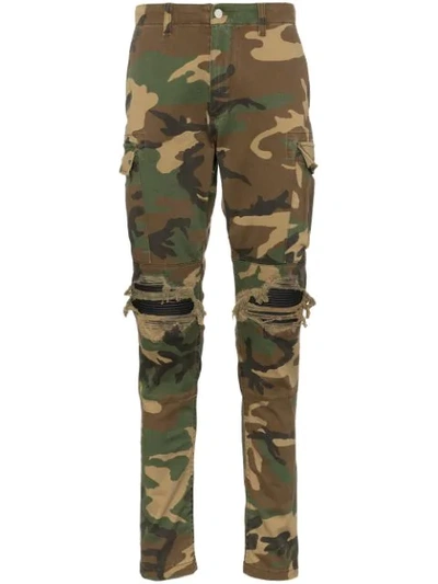 Shop Amiri Camouflage Print Cargo Trousers In Green
