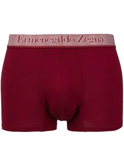 Shop Ermenegildo Zegna Logo Waistband Briefs In Red