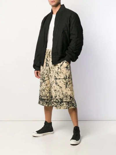 Shop Issey Miyake Oversized Printed Shorts In Neutrals