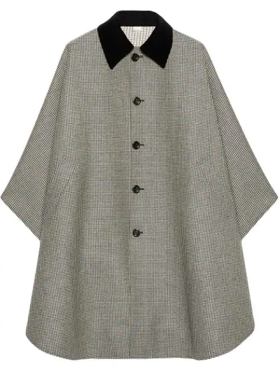 Shop Gucci Houndstooth Wool Cape In 1960 Grey