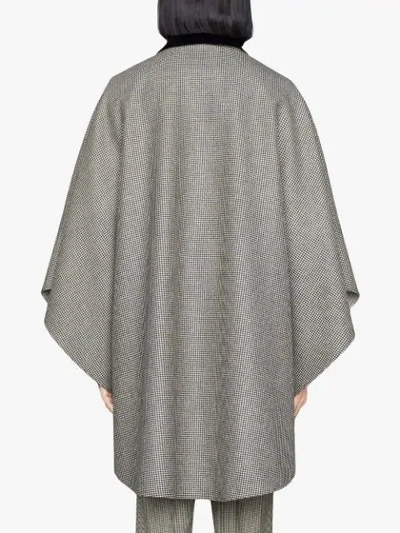 Shop Gucci Houndstooth Wool Cape In 1960 Grey