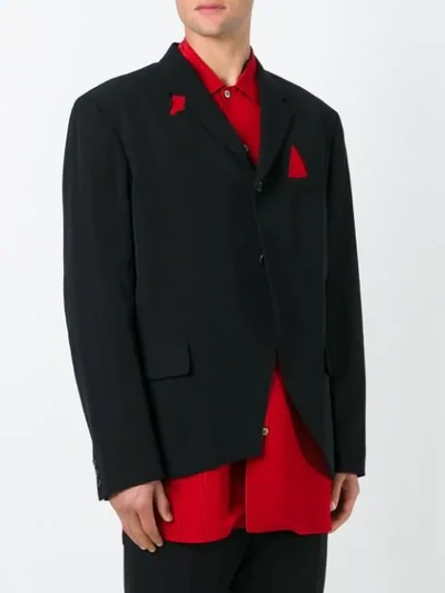 Pre-owned Yohji Yamamoto Vintage Triangle Cut-oiut Blazer In Black