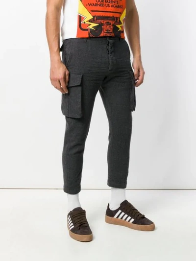 Shop Dsquared2 Cropped Cargo Trousers In Grey