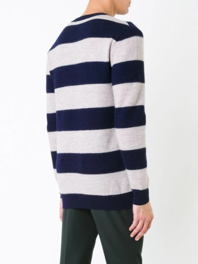 Shop Hl Heddie Lovu Striped Knitted Jumper In Blue