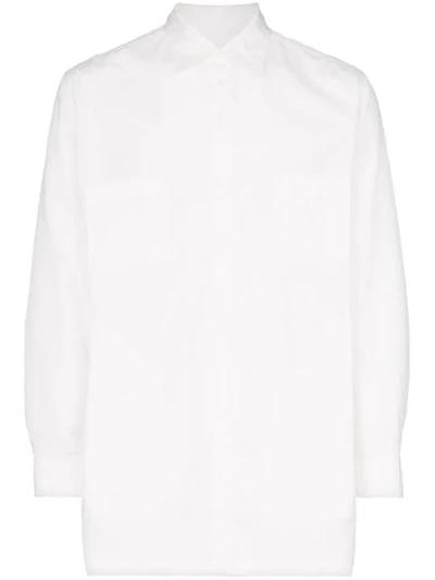 Shop Yohji Yamamoto Split Back Pocketed Cotton Shirt In White