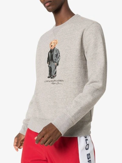 Shop Polo Ralph Lauren Teddy-bear-print Sweatshirt In Grey