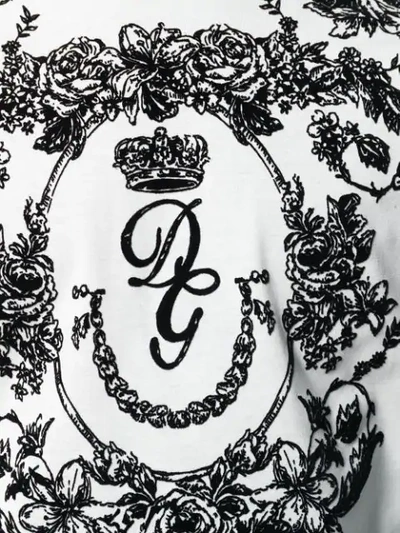 Shop Dolce & Gabbana Flocked Dg Floral Print T-shirt In White
