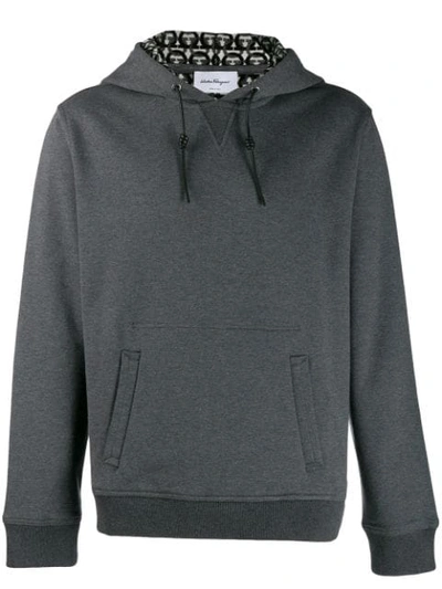 Shop Ferragamo Long-sleeved Hoodie In Grey