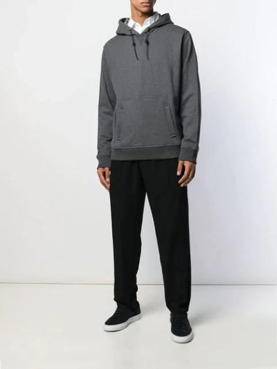 Shop Ferragamo Long-sleeved Hoodie In Grey