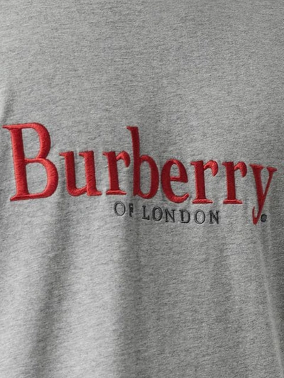 Shop Burberry Embroidered Archive Logo Cotton T In A2142 Pale Grey Melange