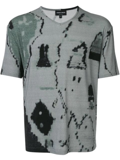 Shop Giorgio Armani Abstract Print T-shirt In Green