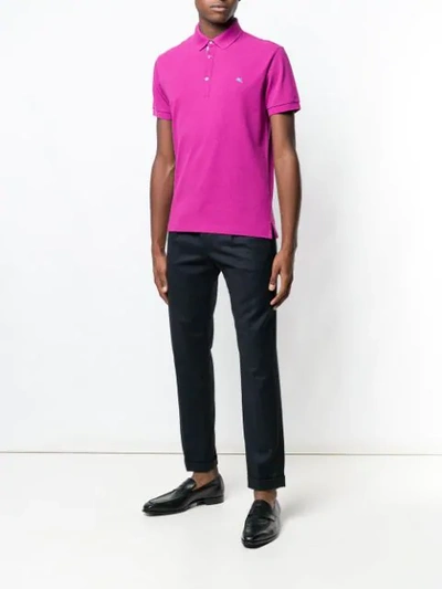 Shop Etro Logo Embroidered Polo Top In Pink