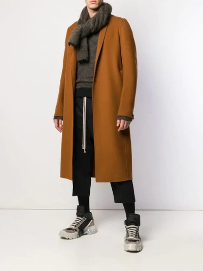 RICK OWENS MOREAU长款大衣 - 棕色