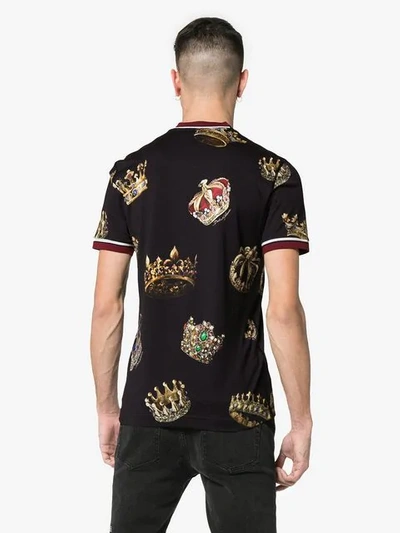 Shop Dolce & Gabbana Short Sleeved Crowns Print T-shirt In Black