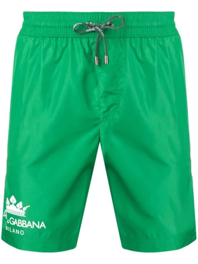 Shop Dolce & Gabbana Logo Swimming Shorts In Green