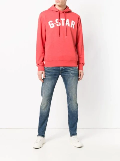 Shop G-star Raw Research Logo Hoodie - Red