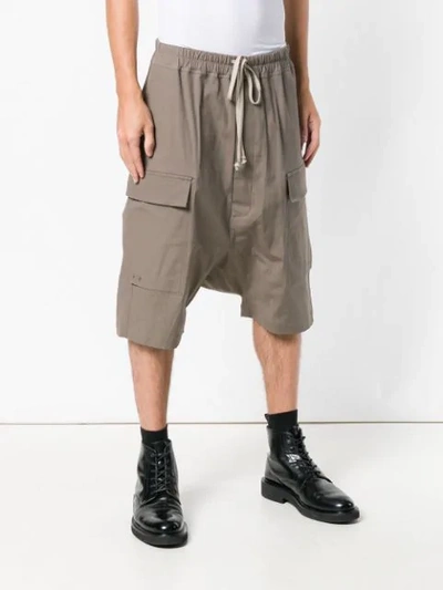 Shop Rick Owens Drawstring Cargo Shorts - Grey