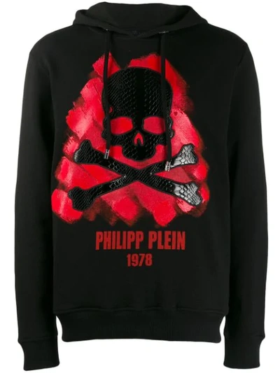 Shop Philipp Plein Skull Patch Hoodie In Black
