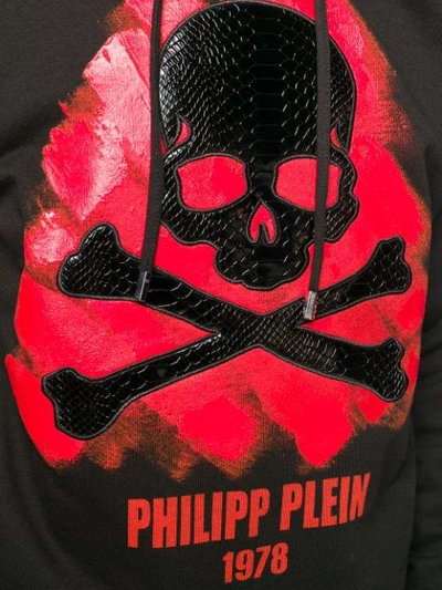 Shop Philipp Plein Skull Patch Hoodie In Black