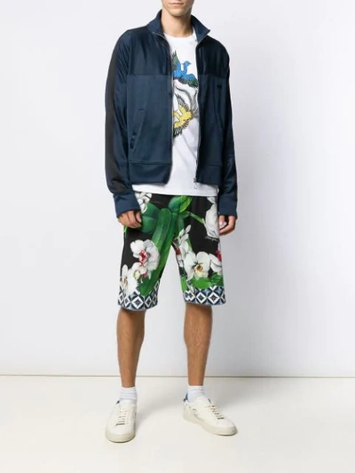Shop Dolce & Gabbana Orchid Print Shorts In Green