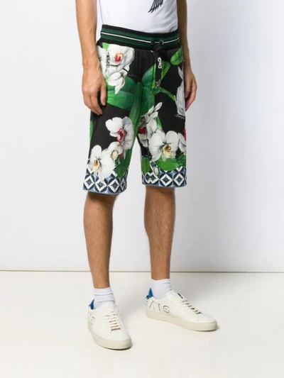 Shop Dolce & Gabbana Orchid Print Shorts In Green