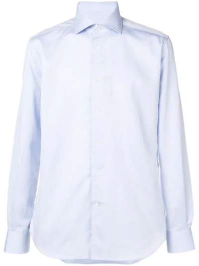 Shop Corneliani Pointed Collar Shirt In Blue