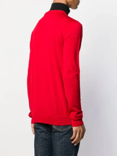 Shop Balmain Logo Knitted Jumper In Red