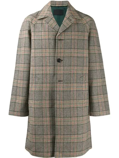 Shop Prada Checked Single-breasted Coat In F0052 Muschio